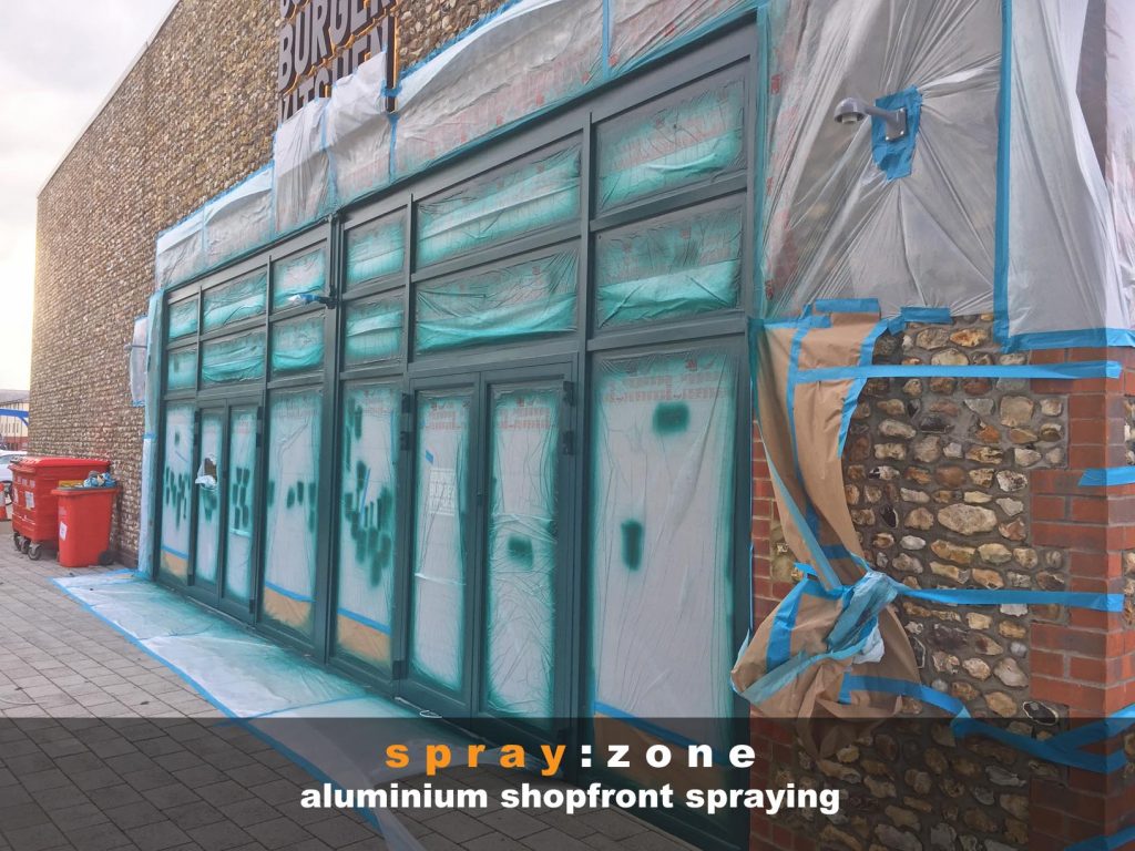 aluminium shopfront spraying 1